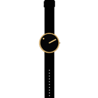 PICTO Herrenuhr 43387-0120g Edelstahl vergoldet 40mm, Lederarmband,schwarz – Bild 5