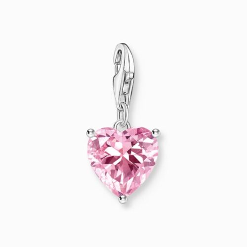2205-051-9, Thomas Sabo,  Charm-Anhänger Herz mit pinkfarbenem Stein, 925 Sterlingsilber