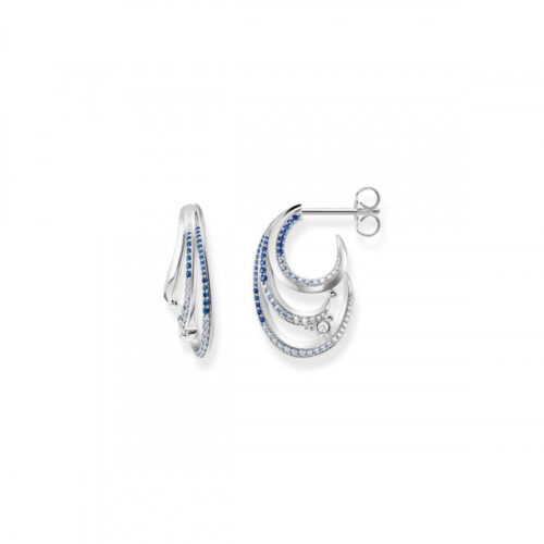 Thomas Sabo, Ocean Wave Ohrstecker H2230-644-1, 925 Sterling Silber geschw. – synth. Spinell – Zirkonia